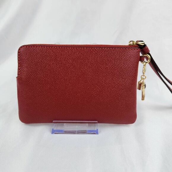 🩵NIB Coach Red Genuine Leather Wristlet w/Detachable \'Coach\' & Star Charms